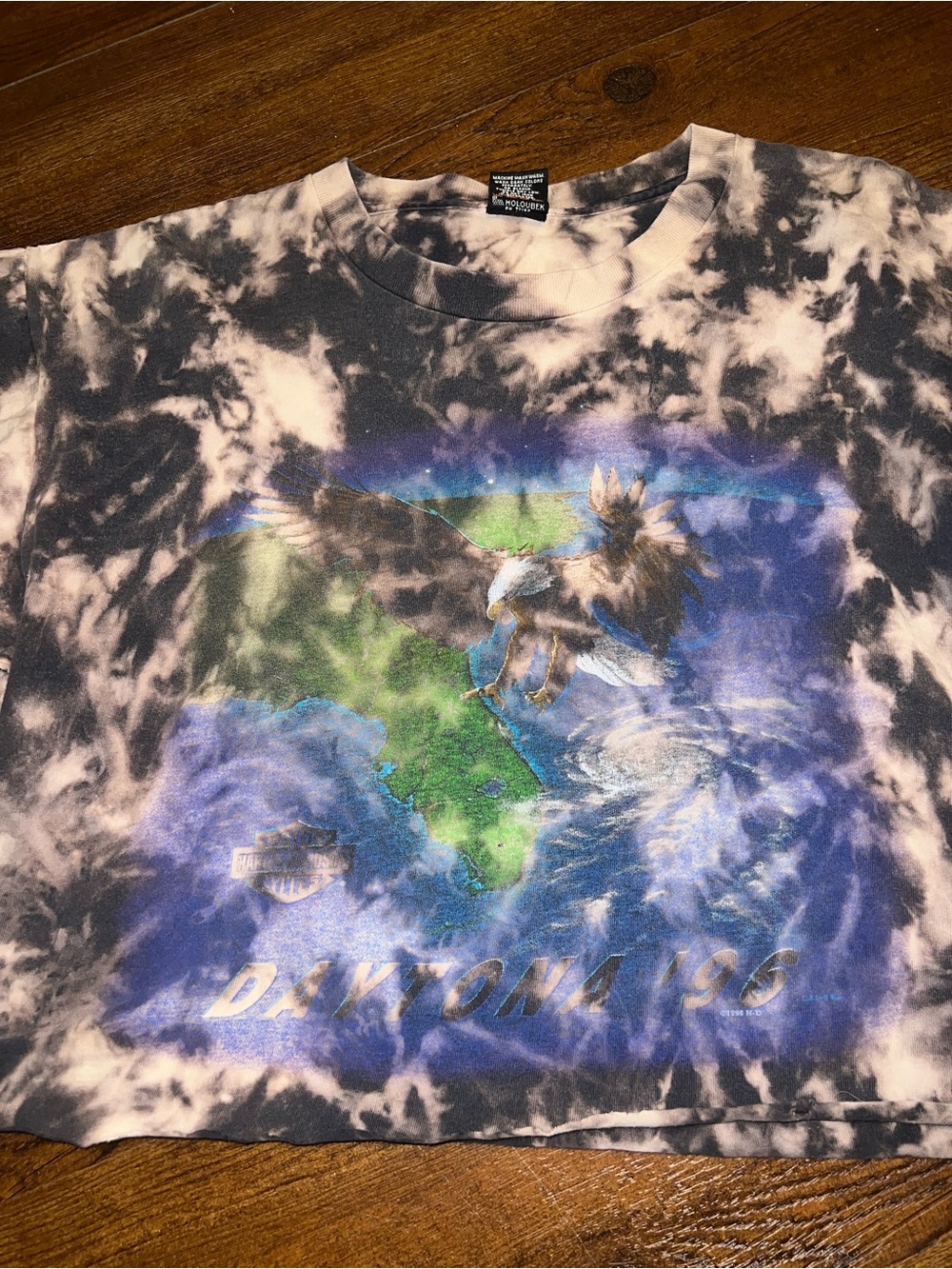 Harley Davidson Vintage 90’s Gray Acid Wash Daytona Beach Boxy Crop Fit Size XL - Picture 6 of 10